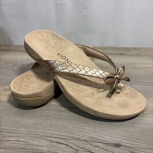 Vionic Women's Size 8.5 narrow Thong  Sandals Bella Rose Gold Comfort Orthopedic